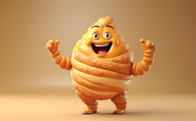 Photo funny smiling croissant character
