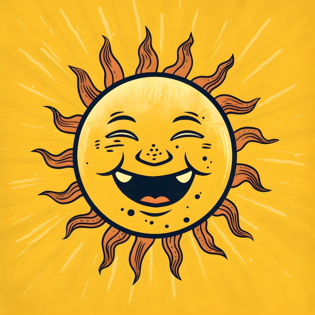 Foto illustrazione divertente del sole sorridente