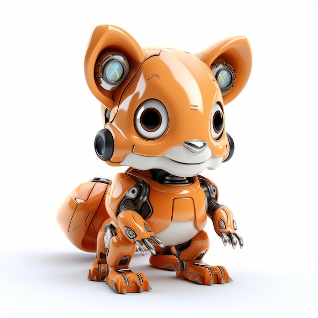 Funny squirrel robot robotic animal isolated over white background AI Generated