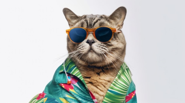 Funny summer cat Illustration AI GenerativexA