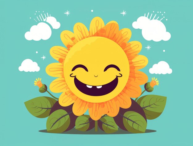 Funny sunflower emoticon for mental health day