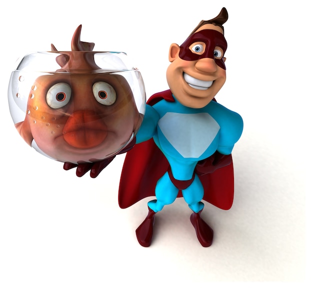 Funny superhero 3D Illustration