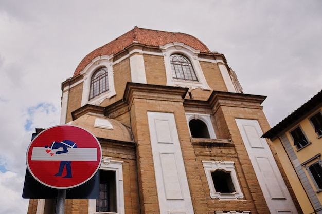 Funny traffic signs No Entry and Dead End street signs in streets of Florence 