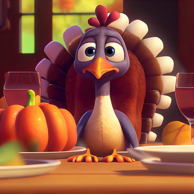 funny turkey in thanksgiving dinner