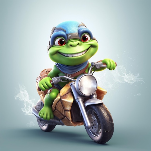 The funny turtle riding motorcycles