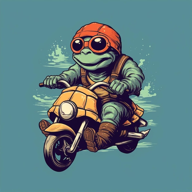 The funny turtle riding motorcycles