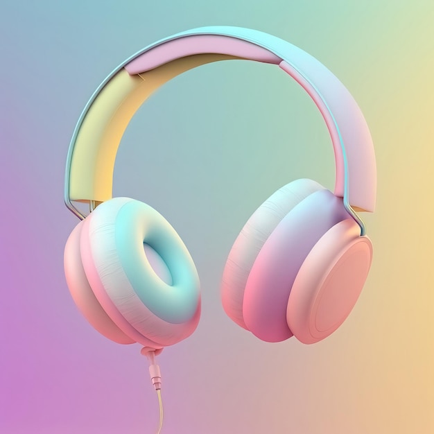 Funny ultra soft Wireless headphones isolated on pink background Pastel colors Colorful poster and banner Cartoon minimal air style 3D illustration