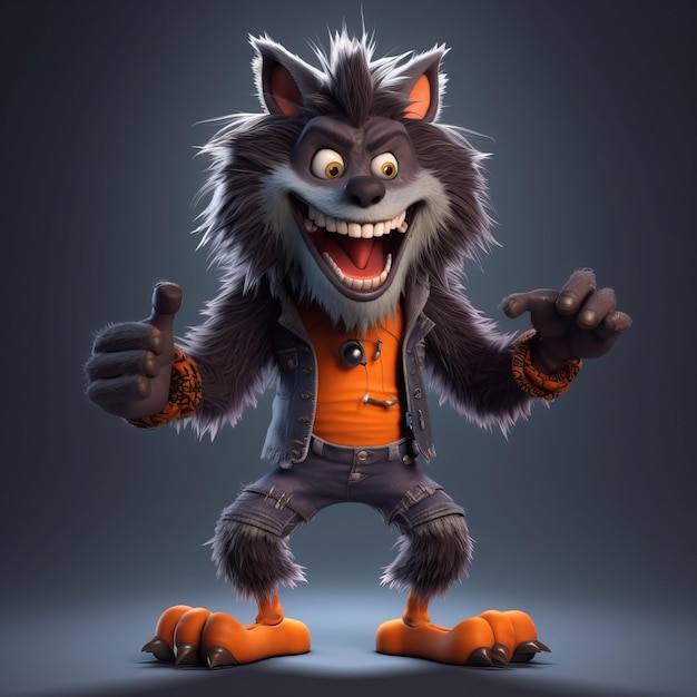 Funny Werewolf Cartoon Character