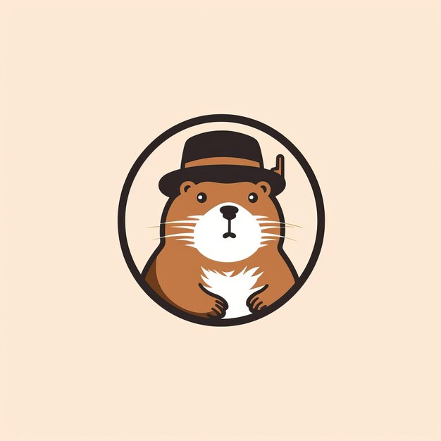 Funny Wooden Hamster in Beige Cap A Cute Logo with Classic Elegance