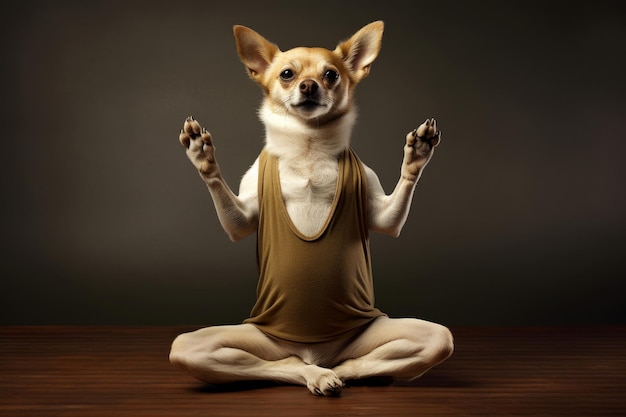 Premium Photo  Funny yoga dog Calm pose meditate Generate Ai