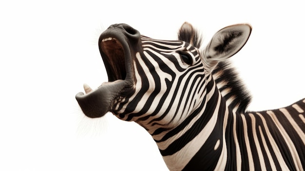 Funny Zebra on white background Illustration AI GenerativexA