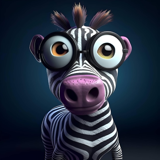 Funny zebra with big eyes 3D Illustration