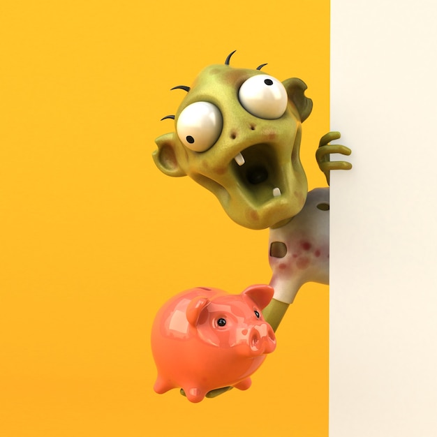 Funny zombie 3d illustration