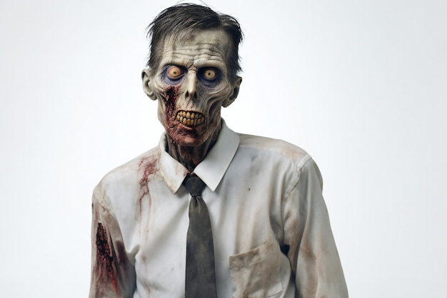 Funny zombie on white background