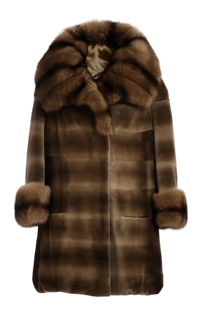 Fur coat brown isolated on a white