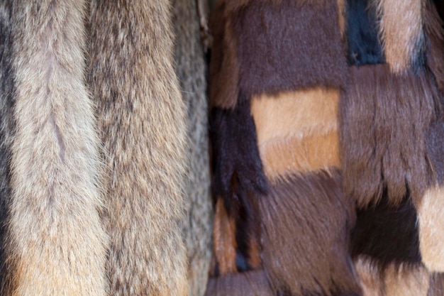 Photo fur for sale on a martket stall