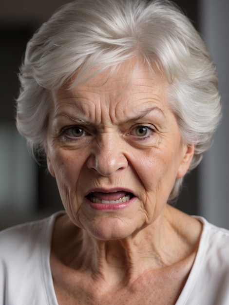 Furious and Enraged Grandmother Expressing Intense Emotions