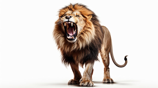 Furious lion isolated over white background