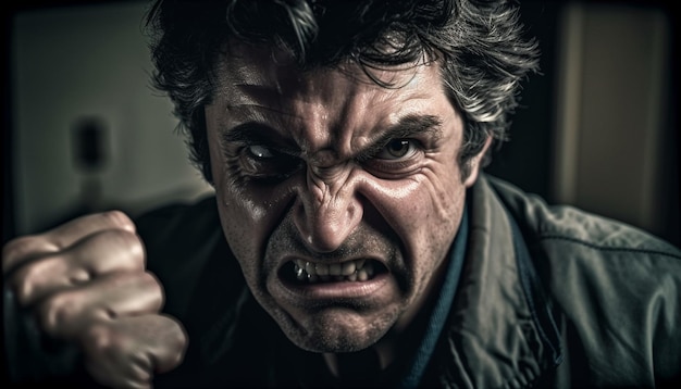 Foto l'uomo furioso urla con il terrore ossessionante di halloween generato dall'intelligenza artificiale