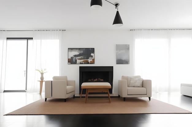 Furniture arranged in the modern living room