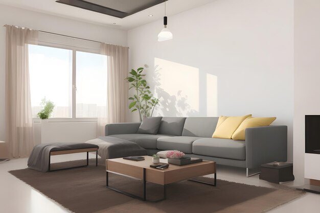 Furniture arranged in the modern living room