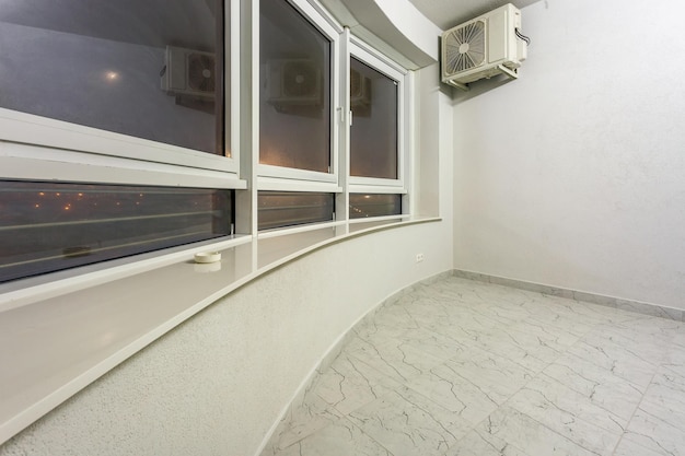 Furniture on the balcony in bright interior