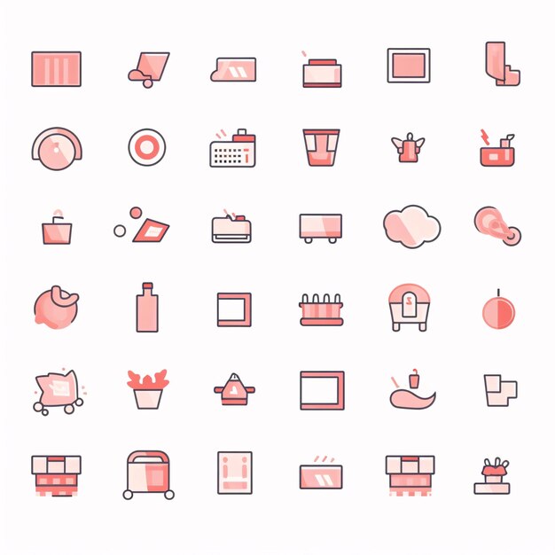 Photo furniture icons set colorful vector line icons collection