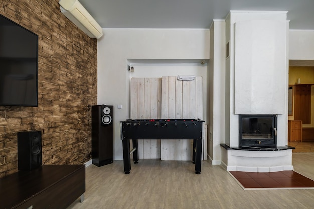 Furniture in interior of living room in apartment