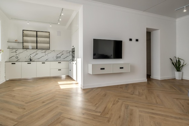 Furniture in interior of living room in apartment