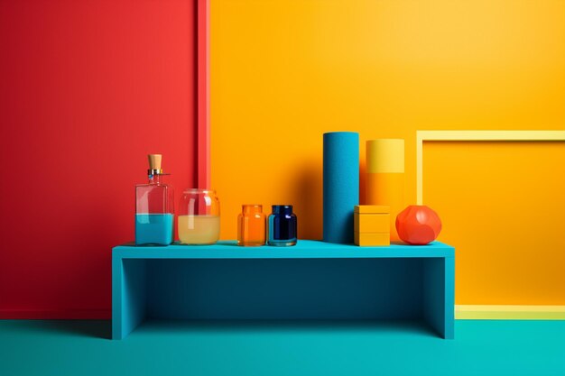 Furniture in modern aesthetic minimal setup studio photography vibrant colours