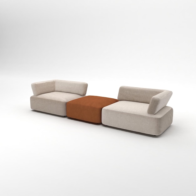 Furniture for modern room interior Comfortable sofa on white background 3d Rendering