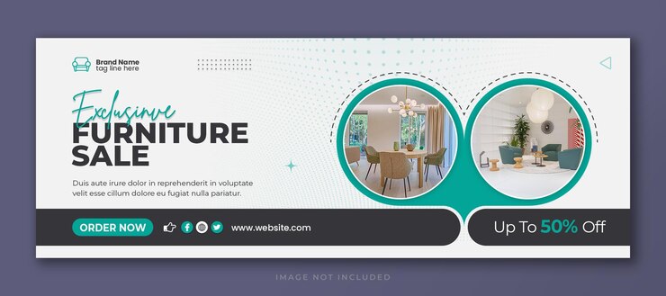Photo furniture sale promotion social media facebook cover and web banner template