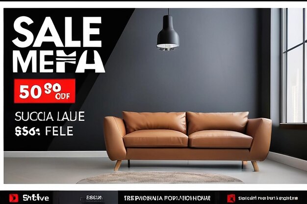 Photo furniture sale for social media post and web banner template editable social media post template