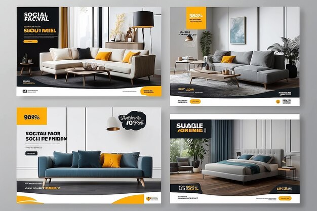 Furniture sale for social media post and web banner template Editable social media post template