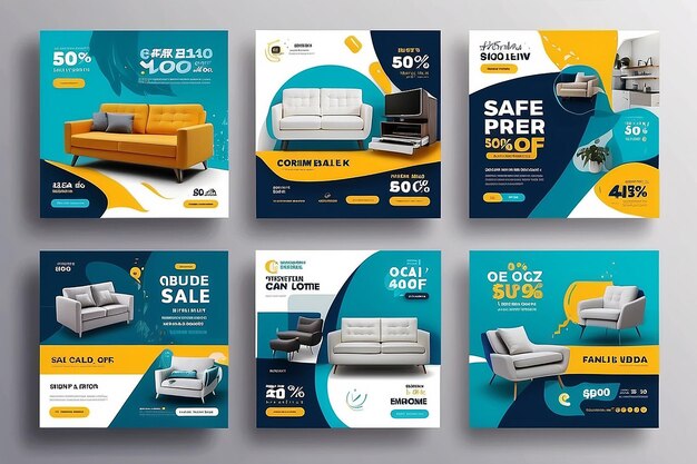 Furniture sale social media promotion banner template