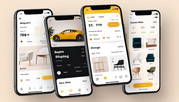 Foto schermate di app per lo shopping di mobili