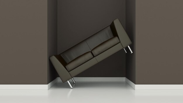 furniture in small space 3d rendering