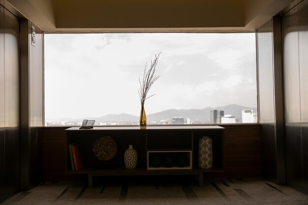 Furniture on window cityscape