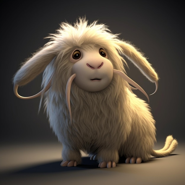 A furry animal with long ears and a long nose sits in a dark room.