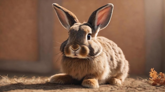 Furry cute rabbit isolated