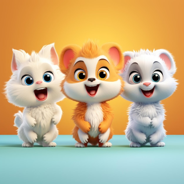Furry Delight Boeiend en schattig 32K Realistische 3D-weergave van een vrolijk baby dier in Vibrant
