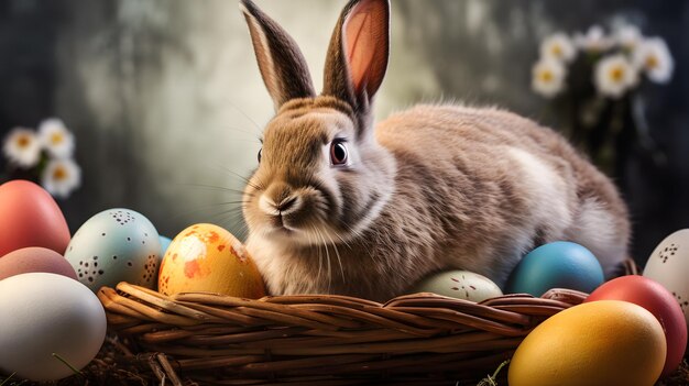 Furry Easter Bunny Holding Eggs in Basket CloseUp Stock Photo by Alison Debenham Pixabay Contest Winner