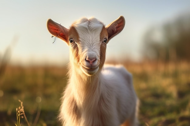 Furry Friend Portrait of a Cute Goat in the Farmyard Generative By Ai