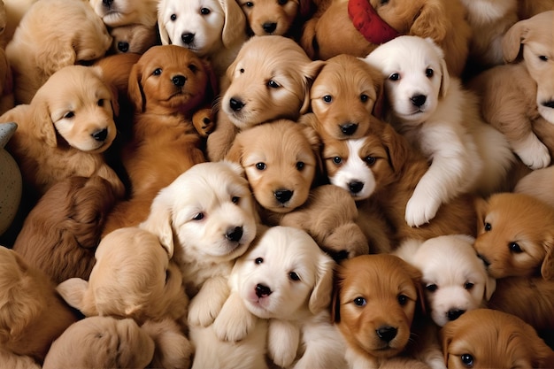 Furry Friends A group of playful puppies cuddled up together Generative ai