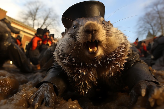 Photo furry meteorologist groundhog day mystique groundhog day photo