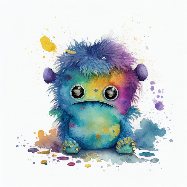 Furry monster aquarel stijl generatieve AI