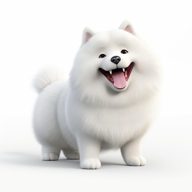 Photo furry and playful samoyed dog cartoon character an adorable 3d illustration with chubby cuteness