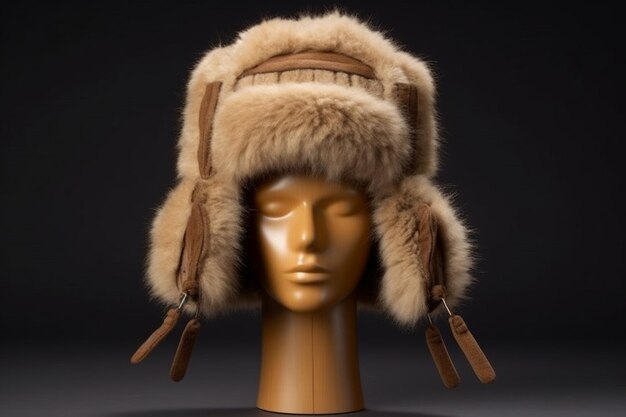 Women's Russian Cossack Hat With Raccoon Tail Furry Trapper