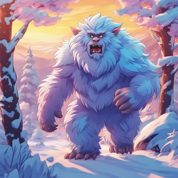 Furry Yeti Character Creature In The Winter Landscape wallpaper