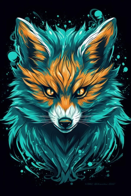 Fury emotion Arctic fox in an art style